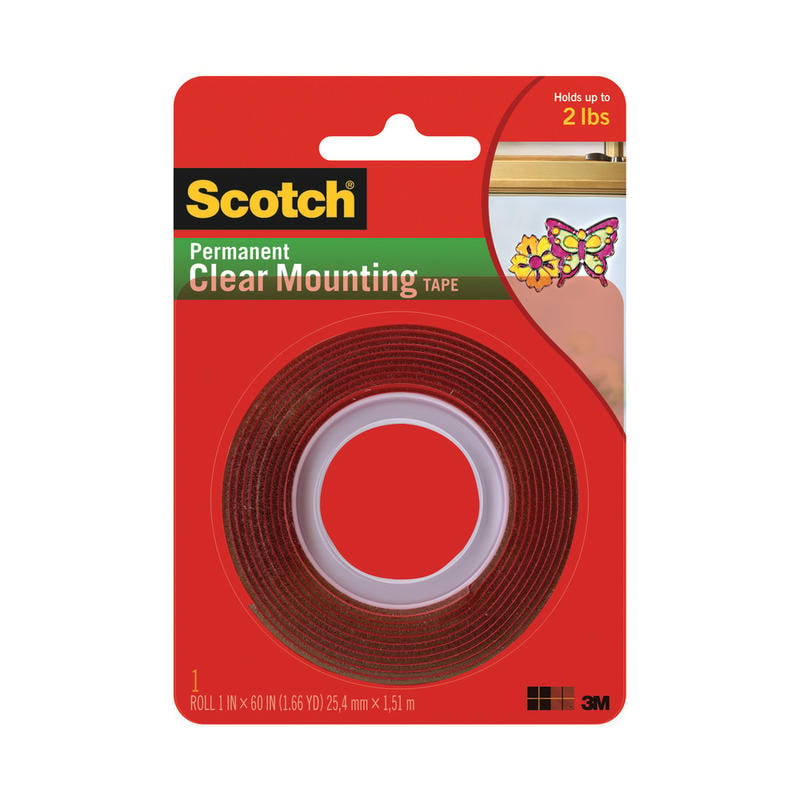 Scotch Clear Double-Sided Mounting Tape, 1 in x 60 in (2.54 cm x 1.52 m) MPN:4010