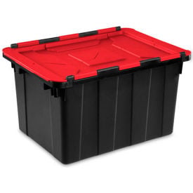 Sterilite Hinged Lid Industrial Tote 14619006- Black/Racer Red 12 Gallon 21-3/4 x 15-3/8 x 12-1/2 - Pkg Qty 6 14619006