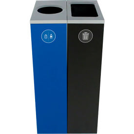 Busch Systems Spectrum Cube Slim Double Recycling Station For Cans & Bottles 20 Gal Cap Blue/Black 101184
