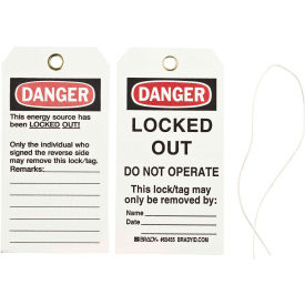 Brady® 65455 Lockout Tag- Danger Locked Out Do Not Operate 2 Sided Cardstock 25/Pack 65455