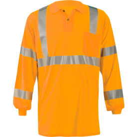 Occunomix LUX-LSPP3B-O2X Birdseye Polo Wicking & Cooling Long Sleeve Class 3 Orange 2XL LUX-LSPP3B-O2X