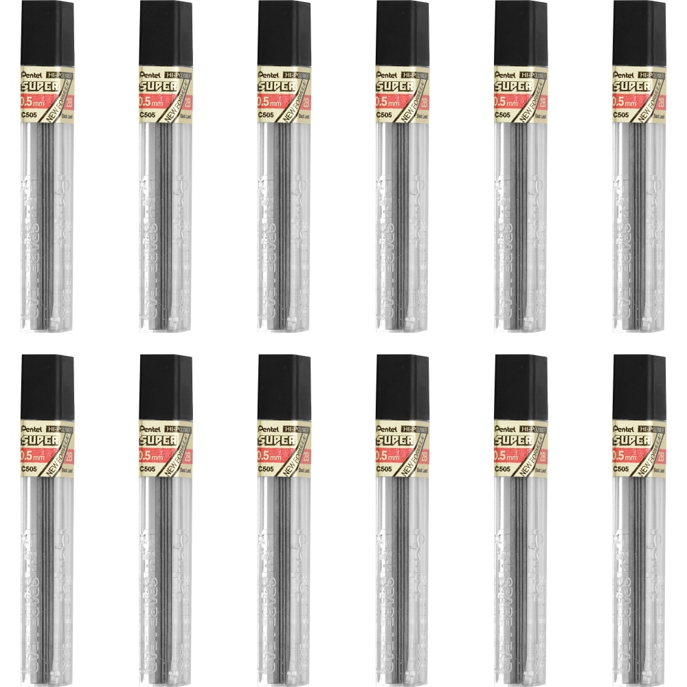 Pentel Super Hi-Polymer Leads - 0.5 mmFine Point - 2H - Black - 144 / Box MPN:C505-2H/DISC    Z