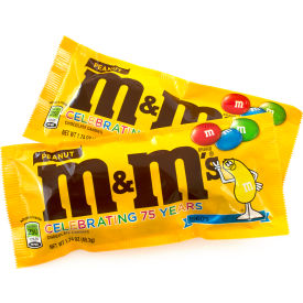 M&M'S Peanut Chocolate Candy Singles Size 1.74 Ounce Pouch 48 Count Box 3050334