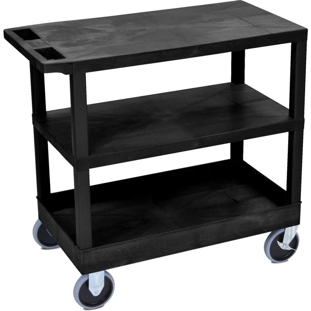 Carts, Cart Type: Three Flat Shelf Cart , Assembly: Assembly Required , Caster Size: 5 in , Load Capacity (Lb. - 3 Decimals): 500.000 , Color: Black  MPN:EC222HD-B