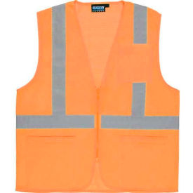 ERB® Aware Wear® S363P ANSI Class 2 Economy Mesh Safety Vest Zipper Closure 5XL Orange WEL61664HO5X
