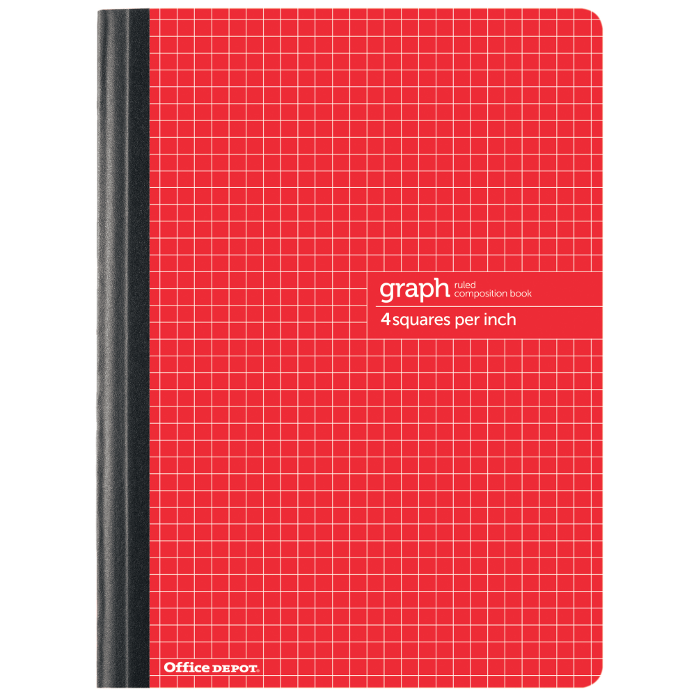 Office Depot Brand Composition Book, 7-1/4in x 9-3/4in, Quadrille Ruled, 80 Sheets, Red (Min Order Qty 31) MPN:CJV202238