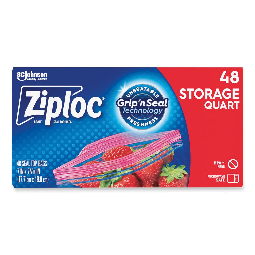 Ziploc Brand Storage Bags, Quart, with Grip 'n Seal Technology, 48 Count, 9/Case MPN:SJN314469 - Pkg Qty 9
