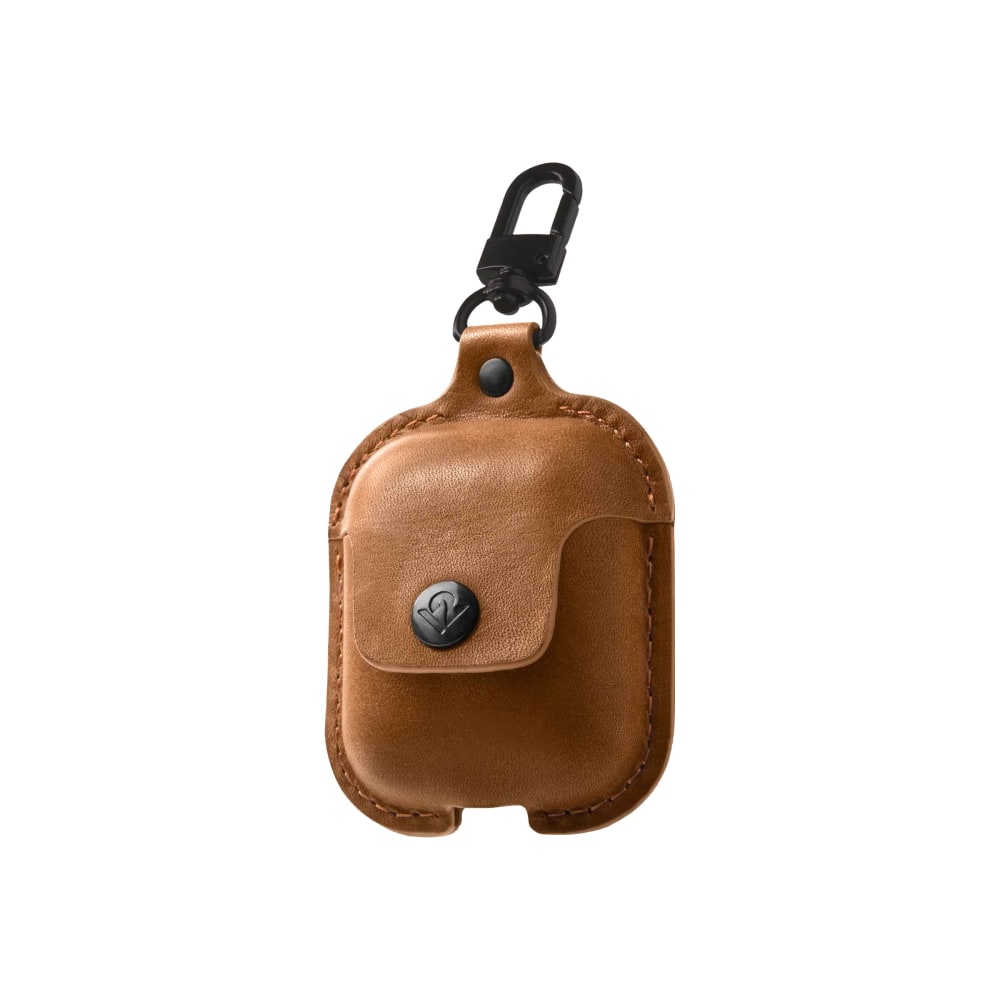 Twelve South AirSnap Carrying Case Apple AirPods, Cognac, Metal, Full Grain Leather Body, Swivel Clip, 1inH x 7inW x 2.8inD, 1 Pack MPN:12-1803