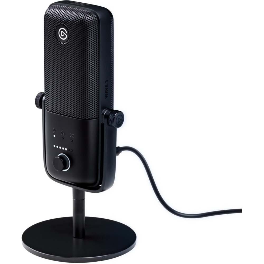 Elgato Wave:3 Wired Electret Microphone - 70 Hz to 20 kHz - Cardioid - Desktop, Stand Mountable - USB Type C MPN:10MAB9901