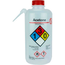 Thermo Scientific Nalgene™ Vented Unitary Right-to-Know Wash Bottles 1000mL Acetone 12/Case 2436-1001