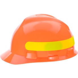 MSA V-Gard® Slotted Cap With 1-Touch Suspension Hi-Viz Orange With Yellow-Green Stripe 10102195