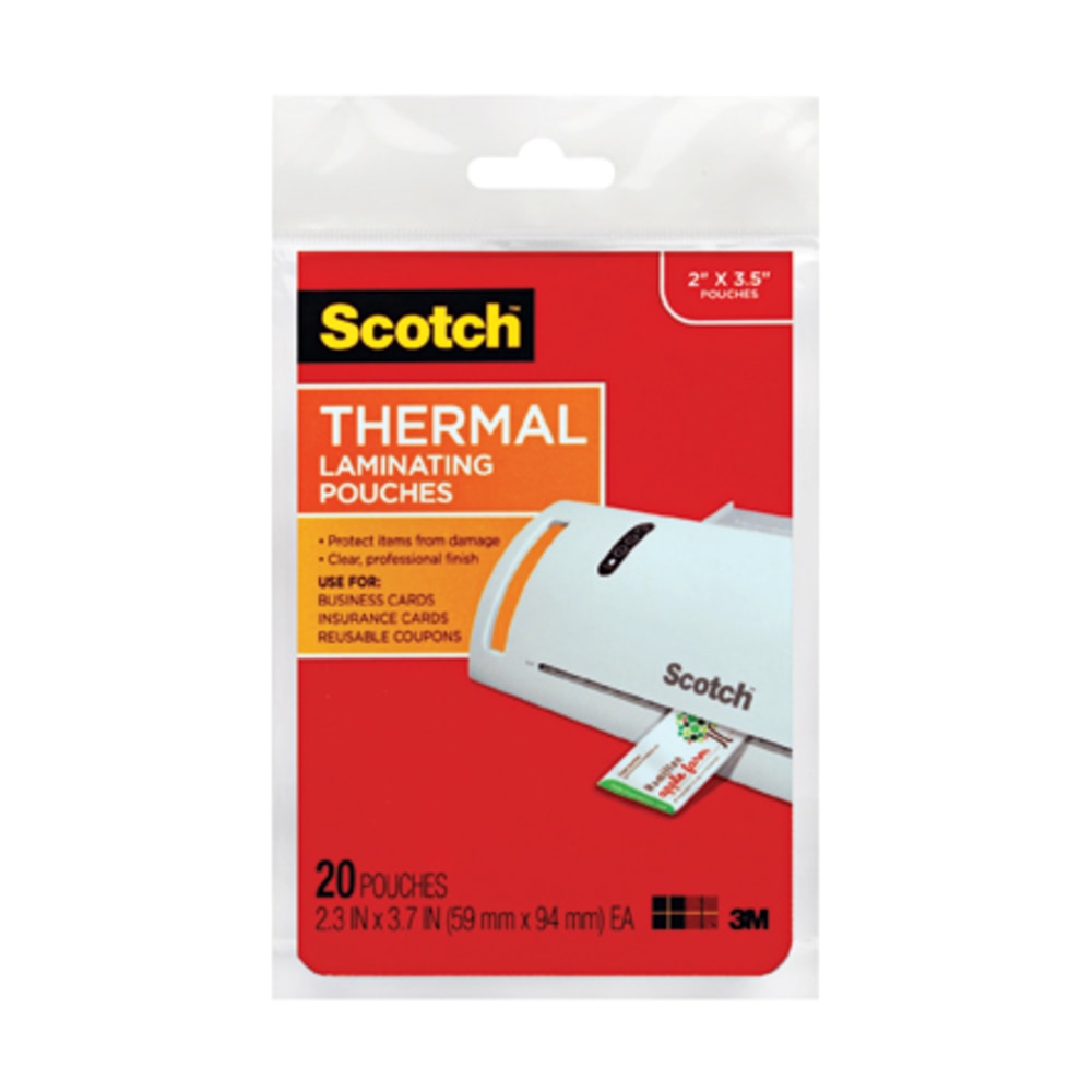 Scotch Thermal Laminating Pouches - Laminating Pouch/Sheet Size: 2.30inx 3.70inx5 mil Thickness - Glossy - TP585120, 6/Pack MPN:TP5851-20