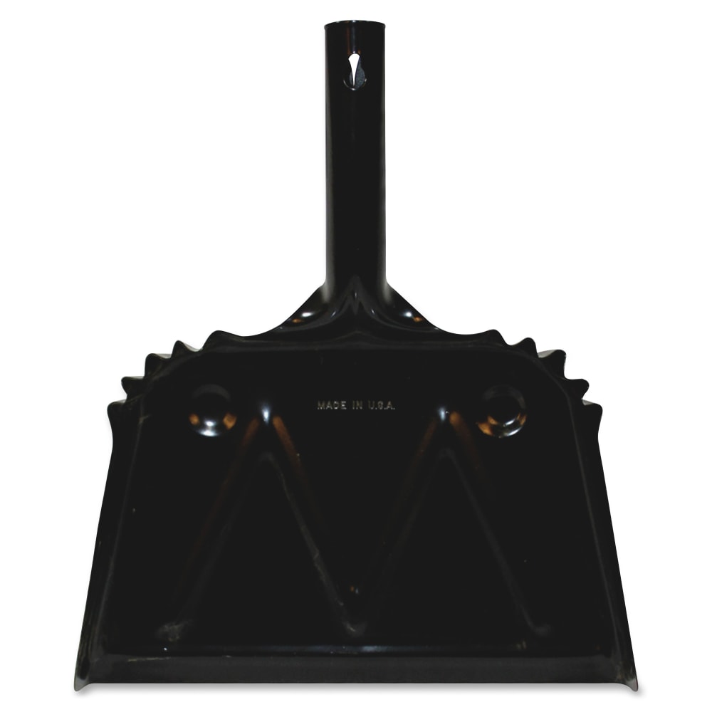 Genuine Joe Heavy-Duty Metal Dustpan - 12in Wide - Steel - Black - 1 Each MPN:58143