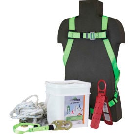 PeakWorks RK6-50 Roofer's Fall Protection Kit - Harness 3' Shock Absorbing Lanyard 50' Lifeline V8257275
