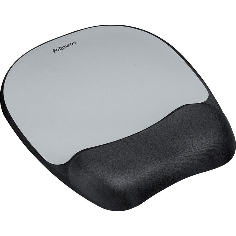 Fellowes Memory foam Mouse Pad/Wrist Rest- Silver Streak - Silver Streak - 1inx7.9inx9.3in Dimension - Silver - 9175801 MPN:9175801