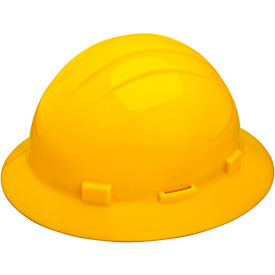 ERB® Americana Full Brim Hard Hat with Accessory Slots 4-Point Slide-Lock Suspension Yellow WEL19292YE - Pkg Qty 12