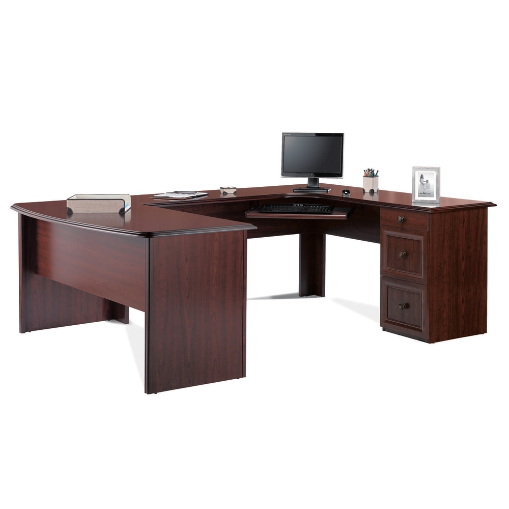 Realspace Broadstreet 65inW U-Shaped Executive Corner Desk, Cherry MPN:OD10475994