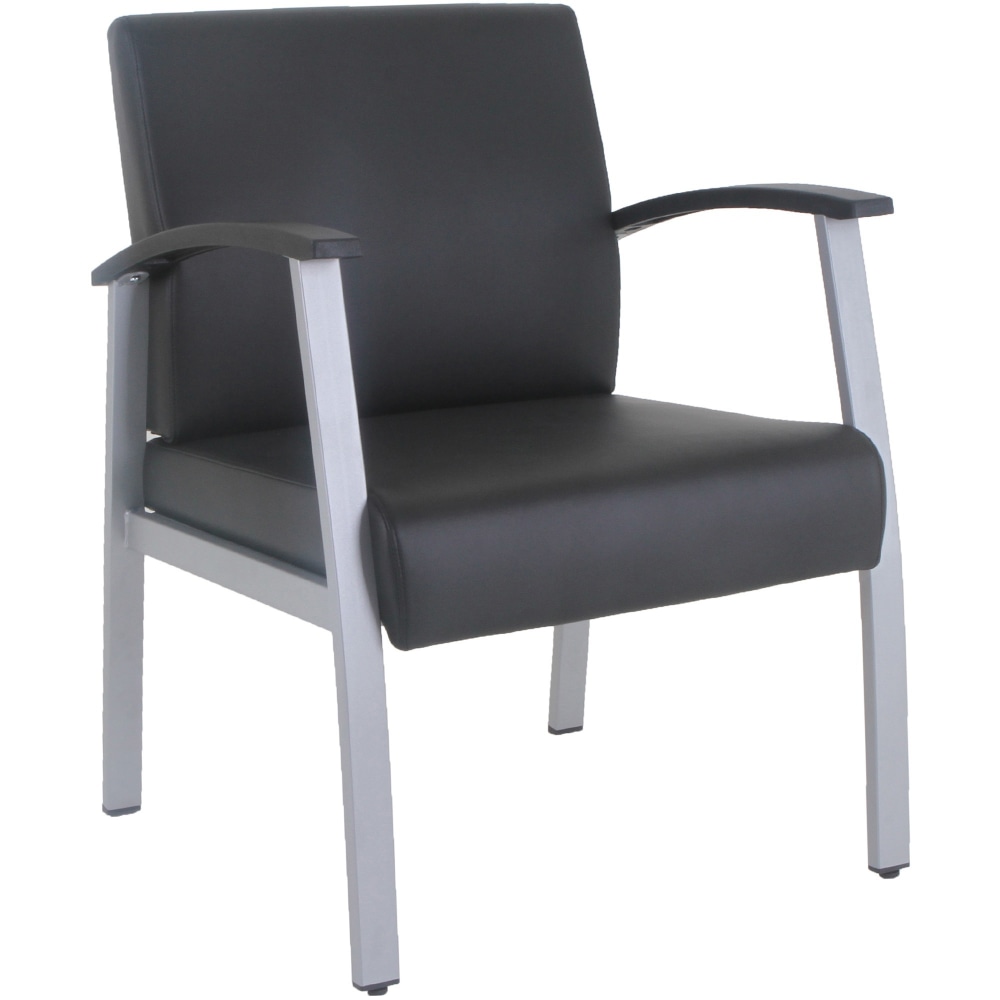 Lorell Mid-Back Healthcare Guest Chair - Vinyl Seat Material - Vinyl Back Material - Powder Coated Silver Frame Color - 67012 MPN:67012