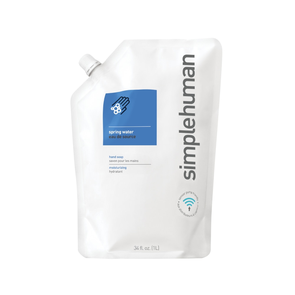 simplehuman Moisturizing Liquid Hand Soap, Spring Water, 34 Oz, Carton Of 6 Pouches MPN:CT1021