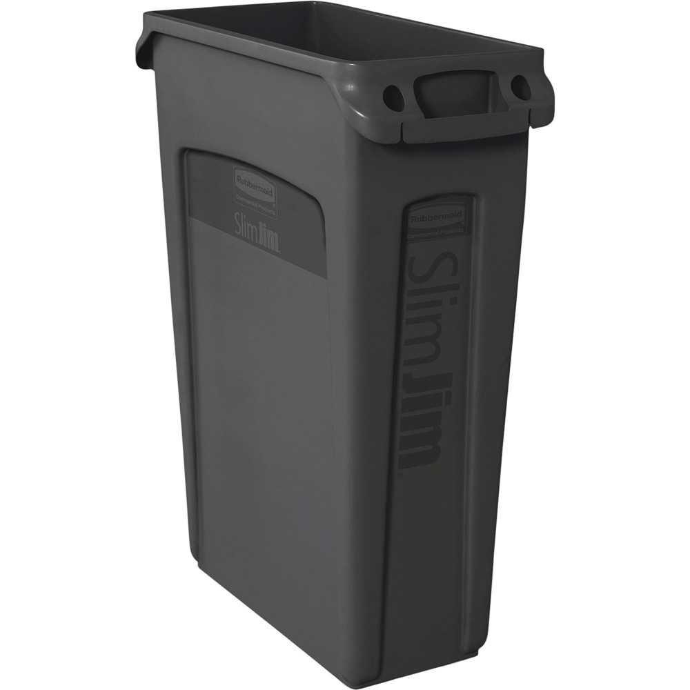 Rubbermaid Commercial Slim Jim 23-Gallon Vented Waste Containers - 23 gal Capacity - Rectangular - Durable, Handle - 354060BKCT MPN:354060BKCT
