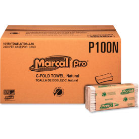 Marcal PRO Folded Paper Towels 1-Ply 12-7/8 x 10-1/8 Natural 150/Pack 16 Packs/Carton MRCP100N