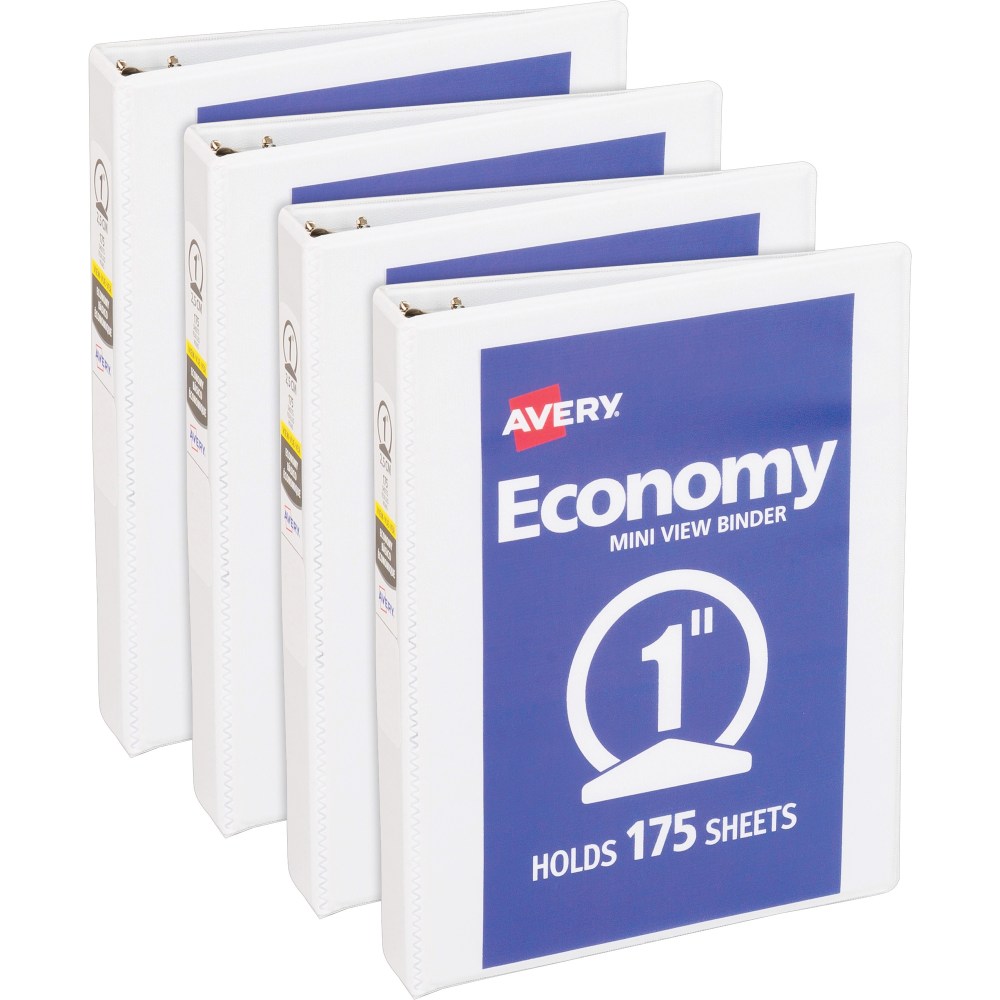 Avery Economy View Binder, 1in Ring, White, Pack Of 4 MPN:05806BD