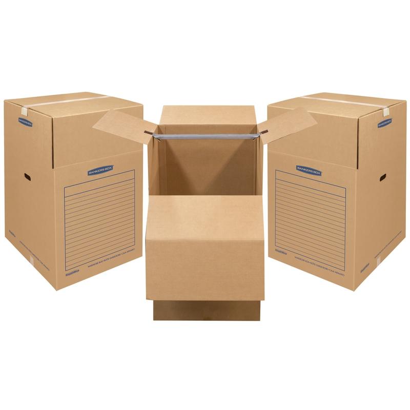 Bankers Box SmoothMove Wardrobe Boxes, 40 1/4in x 24 3/8in x 24 3/8in, Kraft, Case Of 3 MPN:7711001