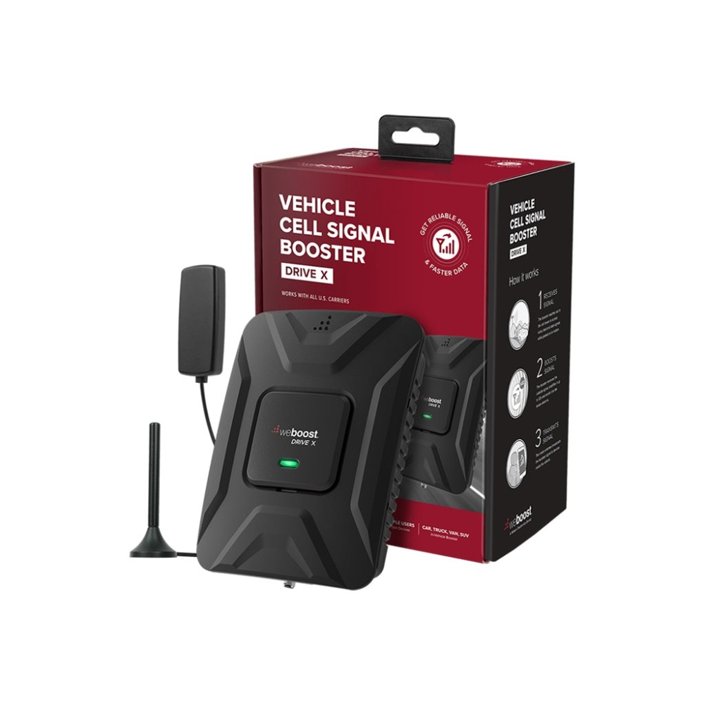 weBoost Drive X Vehicular Multi-User Cellular Signal Booster Kit, 6.25inH x 4inW x 8inD, Black, 475021 MPN:475021