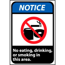 Notice Sign 14x10 Rigid Plastic - No Eating Drinking or Smoking NGA5RB