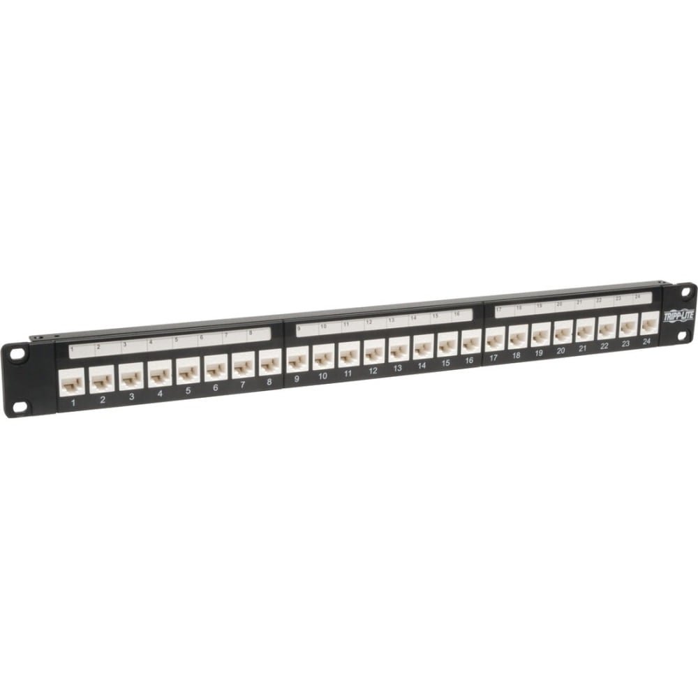 Tripp Lite 24-Port Cat6 Cat5e Patch Panel Low Profile Feed Through Rackmount RJ45 1U TAA, N250024LP MPN:N250-024-LP