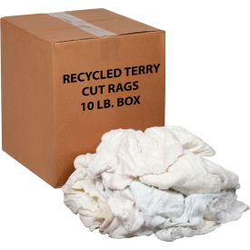 GoVets™ Premium Recycled White Cotton Terry Cut Rags 10 Lb. Box 218670