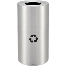 GoVets™ Aluminum Round Open Top Recycling Can 35 Gallon Satin Clear 718R240