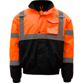 GSS Safety 8002 Class 3 Waterproof Quilt-Lined Bomber Jacket Orange/Black 2XL 8002-2XL