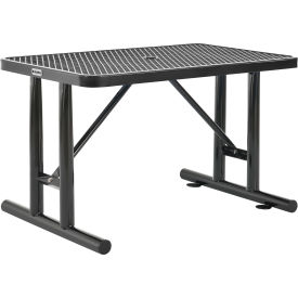 GoVets™ 4' Rectangular Steel Outdoor Table Expanded Metal Black 550BK277