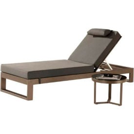 Babmar® Amber Chaise Lounge with Sunproof Black Cushions Brown Frame WA1046