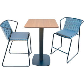 Babmar Martinique Bistro Bar Set For 2 Gray Rope HPL Teak Top Charcoal Gray Frame MB342789-M2