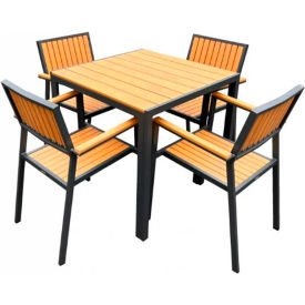 Babmar Lugano Dining Set For 4 Composite Wood Table Top Taupe Frame MB501975-4S