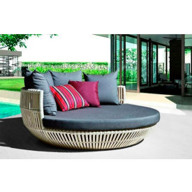 Babmar Apricot Low Back Daybed with Sunproof Light Gray Cushions White Frame Ivory White Wicker WA1038-2