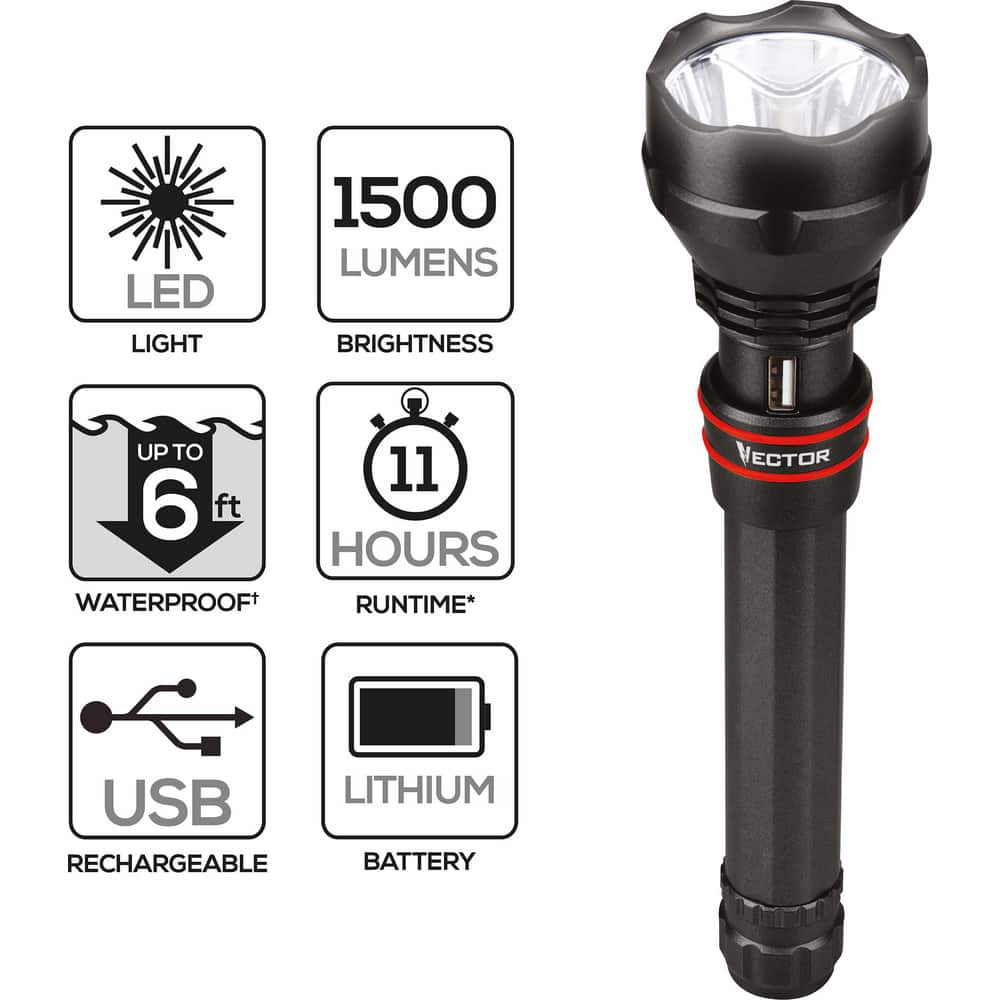 Handheld Flashlight: LED, 1,500 Lumens MPN:TL10PV