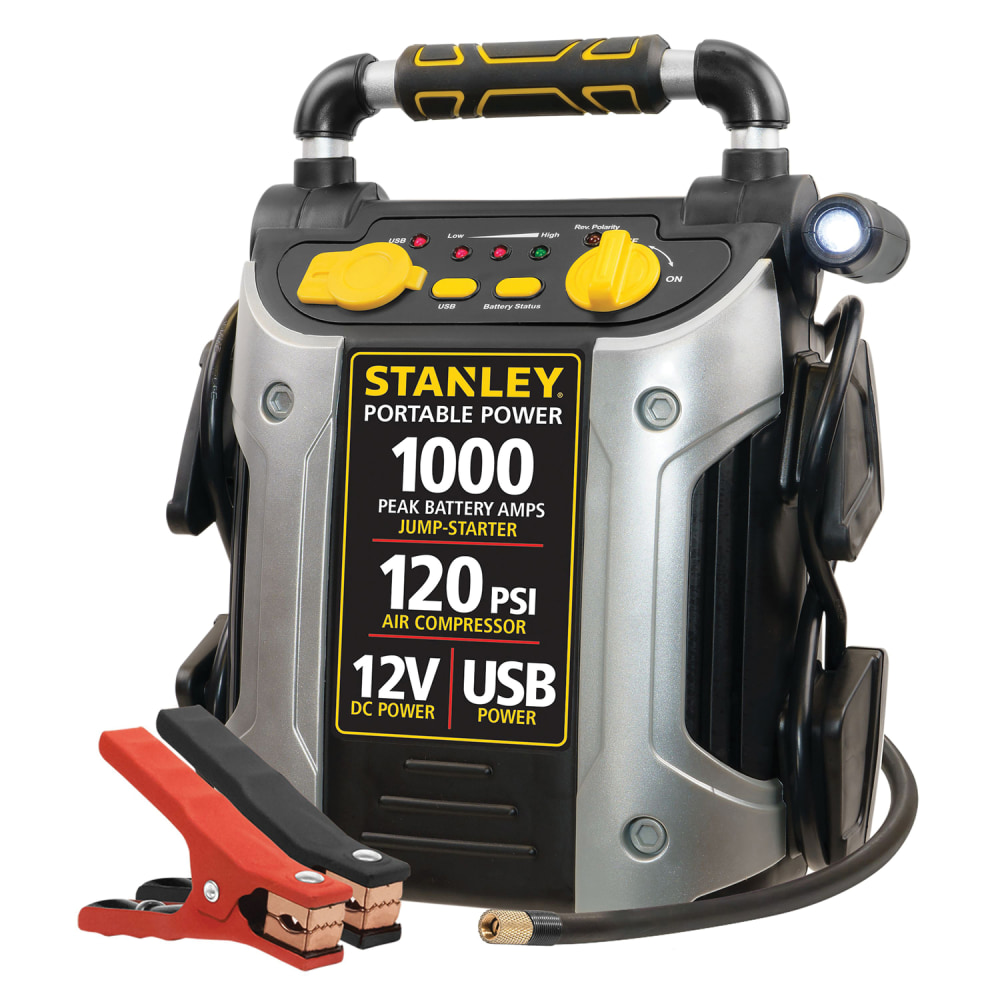 STANLEY J5C09 1, 000-Amp-Peak 12-Volt Rechargeable Jump Starter with Air Compressor, MPN:J5C09