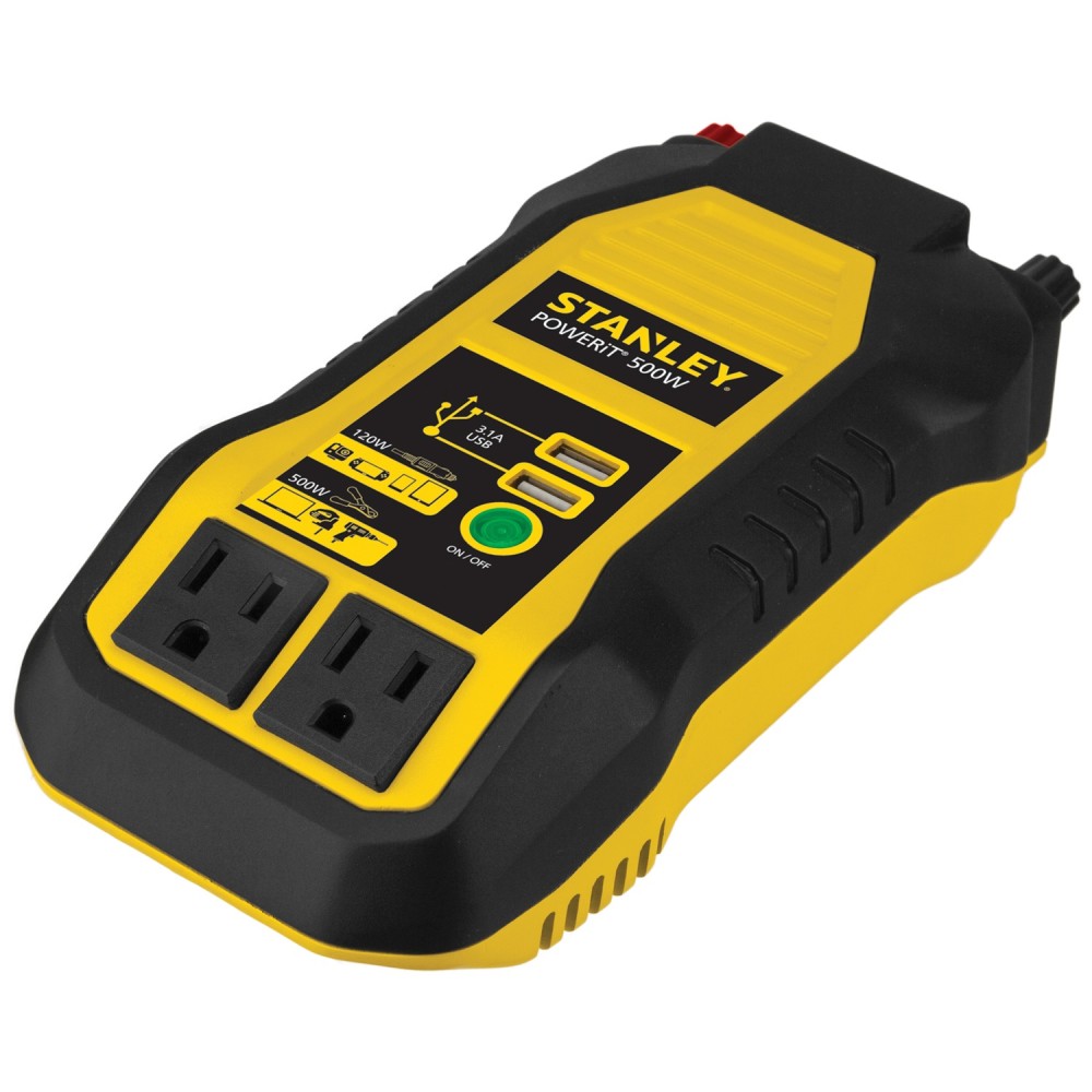 Stanley 500W Power Inverter For DC Plug, Black/Yellow, PI500S MPN:PI500S