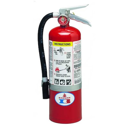 Fire Extinguisher, 5 lb Capacity, Class ABC, UL Rating3A:40B:C, Monoammonium Phosphate MPN:5MB-6HB