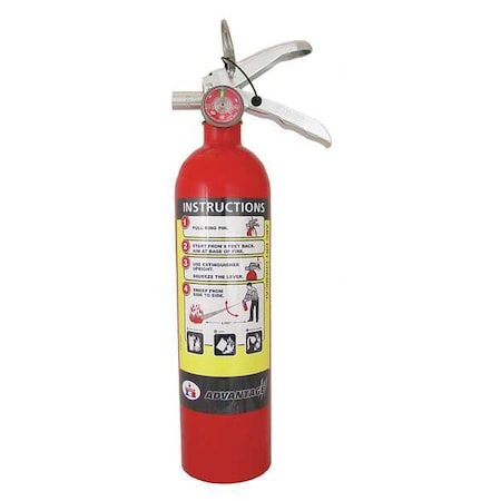 Fire Extinguisher, 2.5 lb Capacity, Class ABC, UL Rating1A:10B:C, Monoammonium Phosphate MPN:ADV-250
