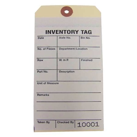 Inventory Tag, 6-1/4 in H, White, PK100 MPN:28002C2