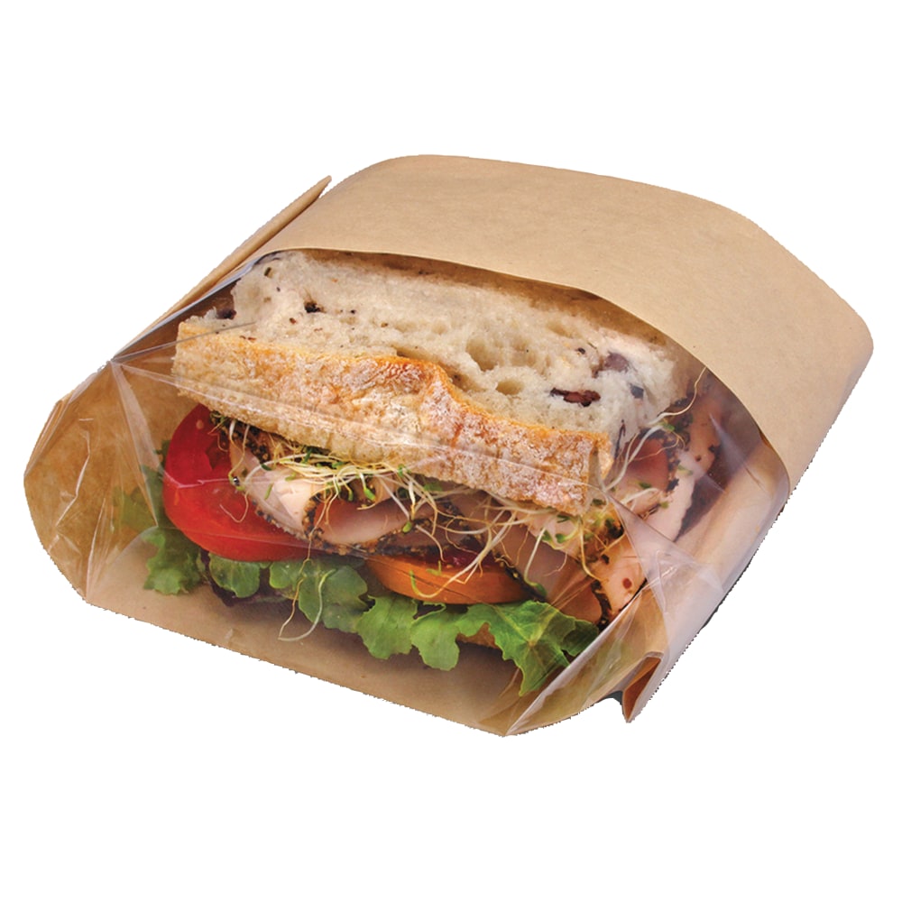 Bagcraft Dubl View Sandwich Bags, 9 1/2inH x 5 3/4inW x 2 3/4inD, Clear/Natural Brown, Carton Of 500 Bags MPN:300094