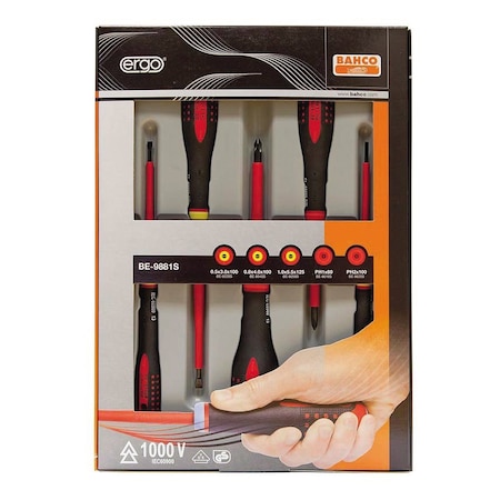 Insulated, Ergo, Screw Driver, Set, 5 pcs. #1, #2; 1/8