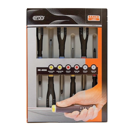 Mixed Screw Driver, Set, 6 pcs. #1, #2; #1, #2; 9/64