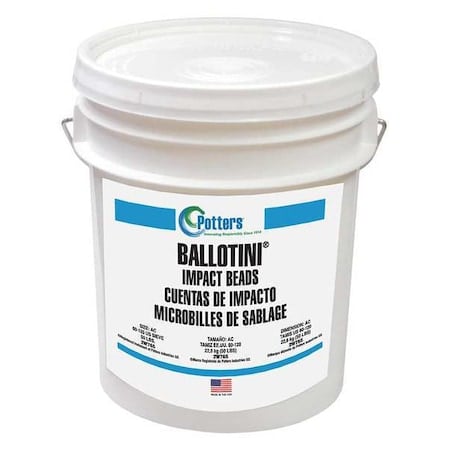 Glass Beads Blast Media, Fine, 100 to 170 Mesh, 53 lb, Pail MPN:AE (100-170)