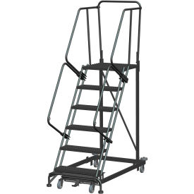 6 Step Extra Heavy Duty Steel Rolling Safety Ladder - Heavy Duty Serrated Grating - ML063221G ML063221G