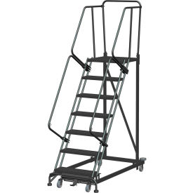 7 Step Extra Heavy Duty Steel Rolling Safety Ladder - Perforated Tread - ML073221P ML073221P